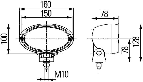HELLA 1GA 996 361-011 Halogen-Arbeitsscheinwerfer - Oval 100 - 24V - Anbau - stehend - weitreichende