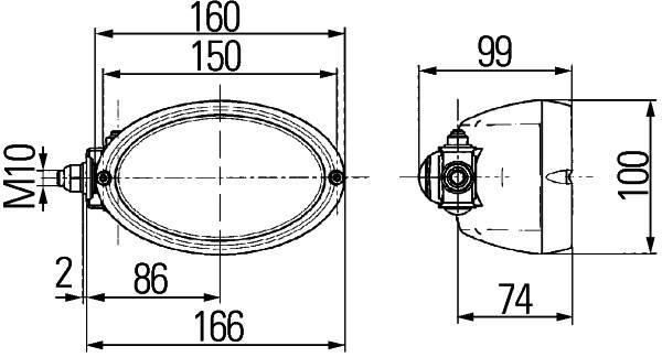 HELLA 1GA 996 161-331 Halogen-Arbeitsscheinwerfer - Oval 100 - 12V - Anbau - für waagerechte Befesti