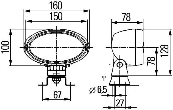HELLA 1GA 996 161-581 Halogen-Arbeitsscheinwerfer - Oval 100 - 12/24V - Anbau/Bügelbefestigung - ste