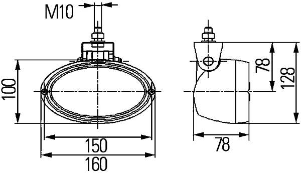 HELLA 1GA 996 361-447 Halogen-Arbeitsscheinwerfer - Oval 100 - 24V - Anbau - hängend - weitreichende