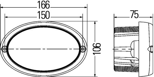 HELLA 1GA 996 661-021 LED-Arbeitsscheinwerfer - Oval 100 - 12/24V - 1700lm - Einbau - Nahfeldausleuc