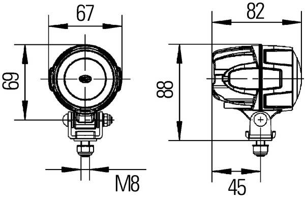HELLA 1G0 995 050-051 LED-Arbeitsscheinwerfer - Modul 50 - 12/24V - 800lm - Anbau/geschraubt - hänge