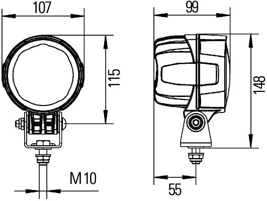HELLA 1G0 996 263-051 LED-Arbeitsscheinwerfer - Modul 90 - 12/24V - geschraubt - stehend - weitreich