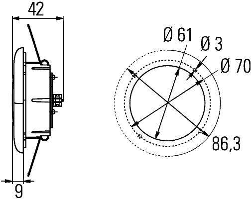HELLA 2JA 343 790-411 Innenraumleuchte - SpotLED 20° - LED - 12/24V - LED - Einbau/Federbefestigung/
