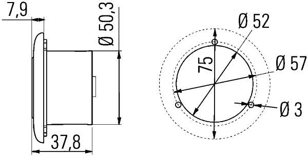 HELLA 2JA 344 040-001 Innenraumleuchte - SpotLED 40° - LED - 12/24V - LED - Einbau - Lichtscheibenfa