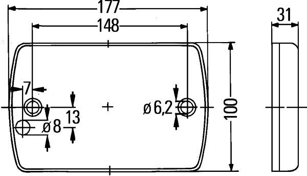 HELLA 2ZR 980 605-201 LED-Rückfahrleuchte - DuraLED - 12/24V - Anbau - für waagerechte Befestigung -