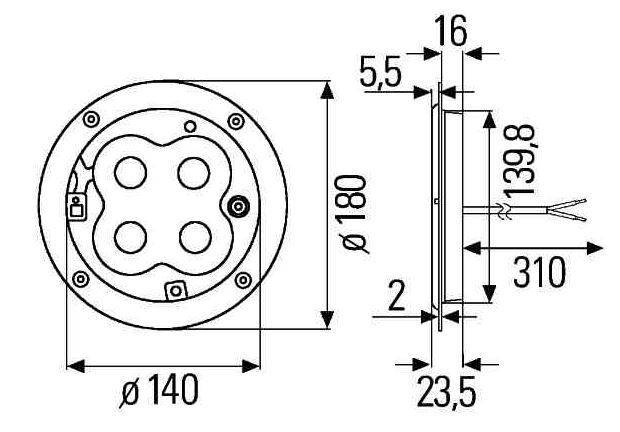 HELLA 2JB 344 227-001 Innenraumleuchte - CargoLED - 24/12V - LED - Einbau