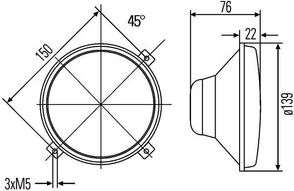 HELLA 1A3 996 162-021 FF/Halogen-Hauptscheinwerfer - M133 - 12V - rund - Referenzzahl: 12.5 - Einbau