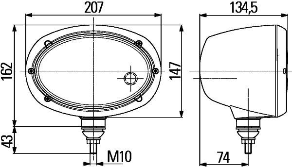 HELLA 1AB 996 157-131 Halogen-Hauptscheinwerfer - Oval 120 - 12V - oval - Referenzzahl: 12.5 - Anbau