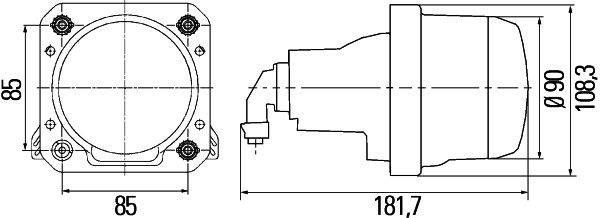 HELLA 1LL 009 998-051 DE/FF/Halogen-Hauptscheinwerfer - 90mm Performance - links/rechts - für u.a. M