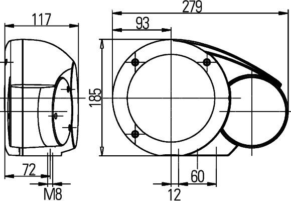HELLA 1E3 996 160-681 Halogen-Hauptscheinwerfer - Combi 133 - 24V - Referenzzahl: 12.5 - Anbau - gla