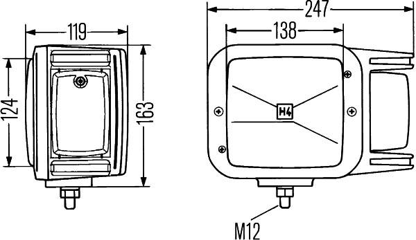 HELLA 1EA 007 108-021 Halogen-Hauptscheinwerfer - 12/24V - Referenzzahl: 10 - Anbau - rechts