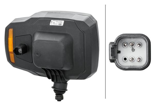 HELLA 1EA 328 450-511 Hauptscheinwerfer - 24V - Einbau - Lichtscheibenfarbe: gelb - Stecker: DEUTSCH