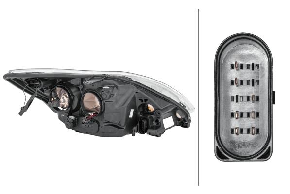 HELLA 1EE 354 257-011 Halogen-Hauptscheinwerfer - links - für u.a. Ford Focus II (Da_, Hcp, Dp)