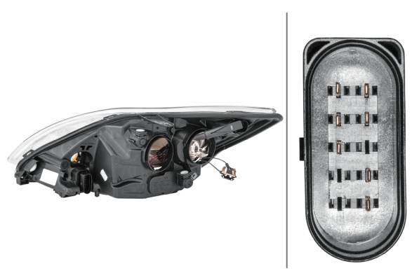 HELLA 1EE 354 257-021 Halogen-Hauptscheinwerfer - rechts - für u.a. Ford Focus II (Da_, Hcp, Dp)