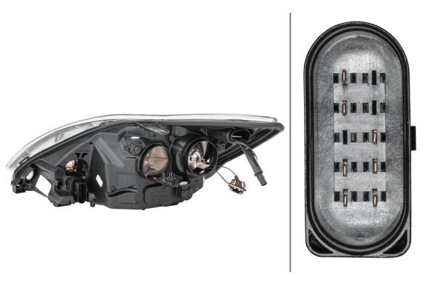 HELLA 1EE 354 257-041 Halogen-Hauptscheinwerfer - rechts - für u.a. Ford Focus II (Da_, Hcp, Dp)