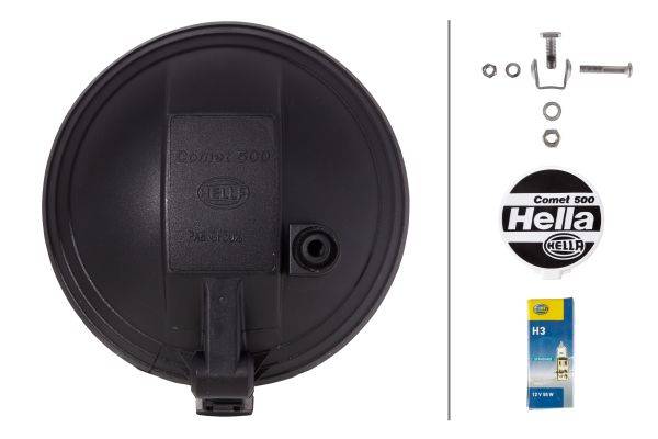 HELLA 1F4 005 750-101 Halogen-Fernscheinwerfer - Comet 500 - 12V - rund - Referenzzahl: 37.5 - Anbau