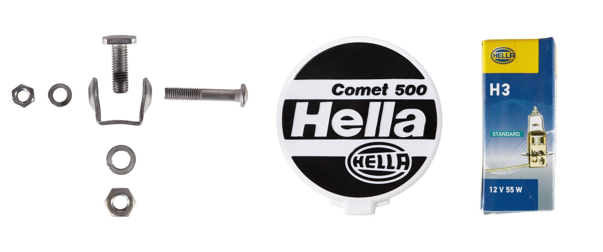 HELLA 1F4 005 750-101 Halogen-Fernscheinwerfer - Comet 500 - 12V - rund - Referenzzahl: 37.5 - Anbau