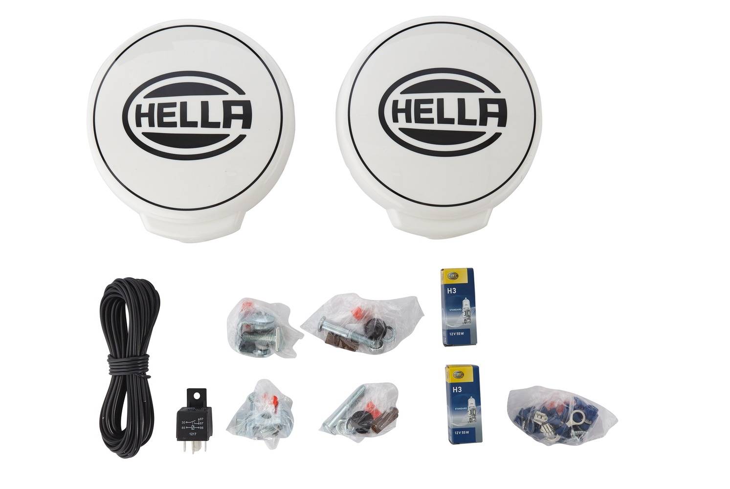 HELLA 1F6 010 952-821 FF/Halogen-Fernscheinwerfersatz - Comet FF 500 - 12V - rund - Anbau - glasklar