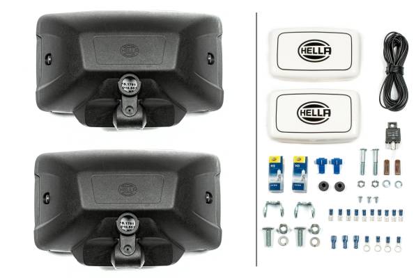 HELLA 1FB 010 951-821 FF/Halogen-Fernscheinwerfersatz - Comet FF 450 - 12V - rechteckig - Anbau - gl