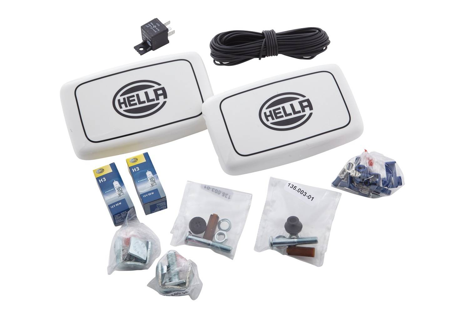 HELLA 1FB 010 951-821 FF/Halogen-Fernscheinwerfersatz - Comet FF 450 - 12V - rechteckig - Anbau - gl