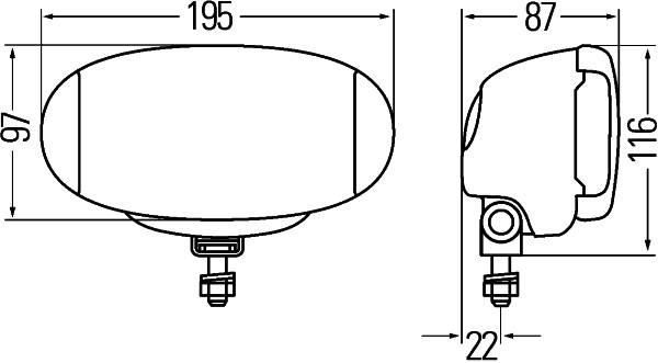 HELLA 1FD 010 953-801 FF/Halogen-Fernscheinwerfersatz - Comet FF 550 - 12V - oval - Anbau - glasklar