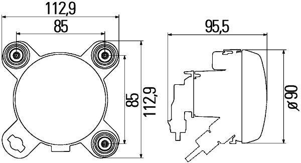 HELLA 1K0 247 043-157 FF/Halogen-Hauptscheinwerfer - 90mm Performance - 12V - rund - Einbau - gehärt
