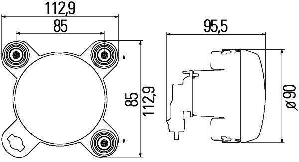 HELLA 1K0 247 043-011 DE/FF/Halogen-Hauptscheinwerfer - 90mm Performance - 12V - rund - Referenzzahl