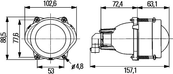 HELLA 1ML 998 570-011 DE/Halogen-Hauptscheinwerfer - Modul 60 - 12V - rund - Einbau - links/rechts