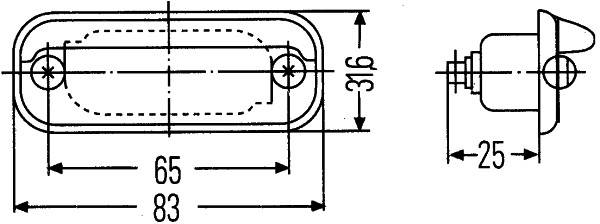 HELLA 2KA 001 378-121 Kennzeichenleuchte - 12V - Einbau - links/rechts