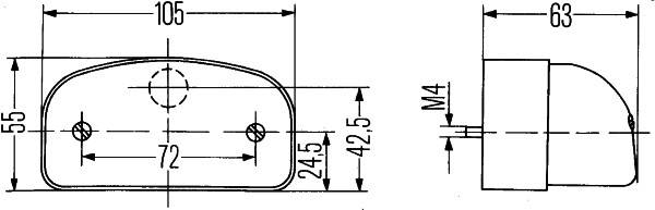 HELLA 2KA 001 386-281 Kennzeichenleuchte - 12V - Anbau - Lichtscheibenfarbe: glasklar - Stecker: Fla
