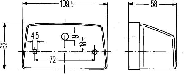HELLA 2KA 003 389-211 Kennzeichenleuchte - Anbau - links/rechts