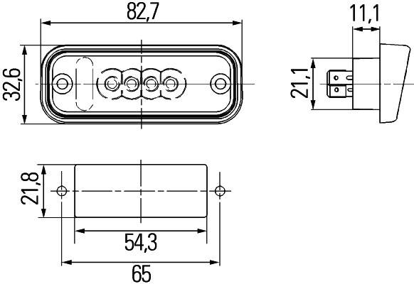 HELLA 2KA 010 278-607 Kennzeichenleuchte - LED - 24V - Einbau - Kabel: 1000mm