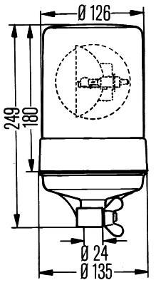 HELLA 2RL 004 957-111 Halogen-Rundumkennleuchte - KL 700 - 24V - gelb - rund - Rohrstutzen - gelb