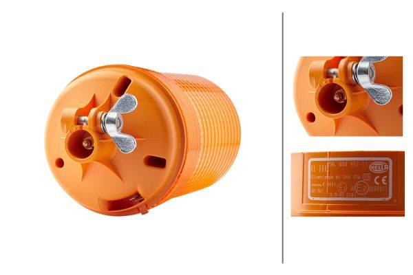 HELLA 2RL 004 957-111 Halogen-Rundumkennleuchte - KL 700 - 24V - gelb - rund - Rohrstutzen - gelb