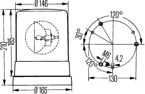 HELLA 2RL 004 958-011 Halogen-Rundumkennleuchte - KL 700 - 24V - rund - Anbau - blau - Aufbau