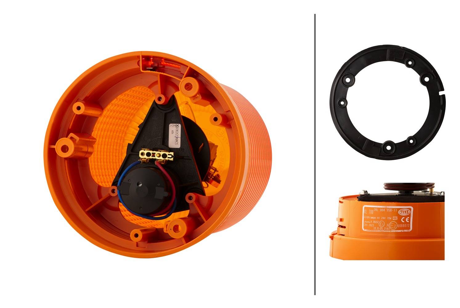 HELLA 2RL 004 958-111 Halogen-Rundumkennleuchte - KL 700 - 24V - gelb - rund - Anbau/geschraubt - ge