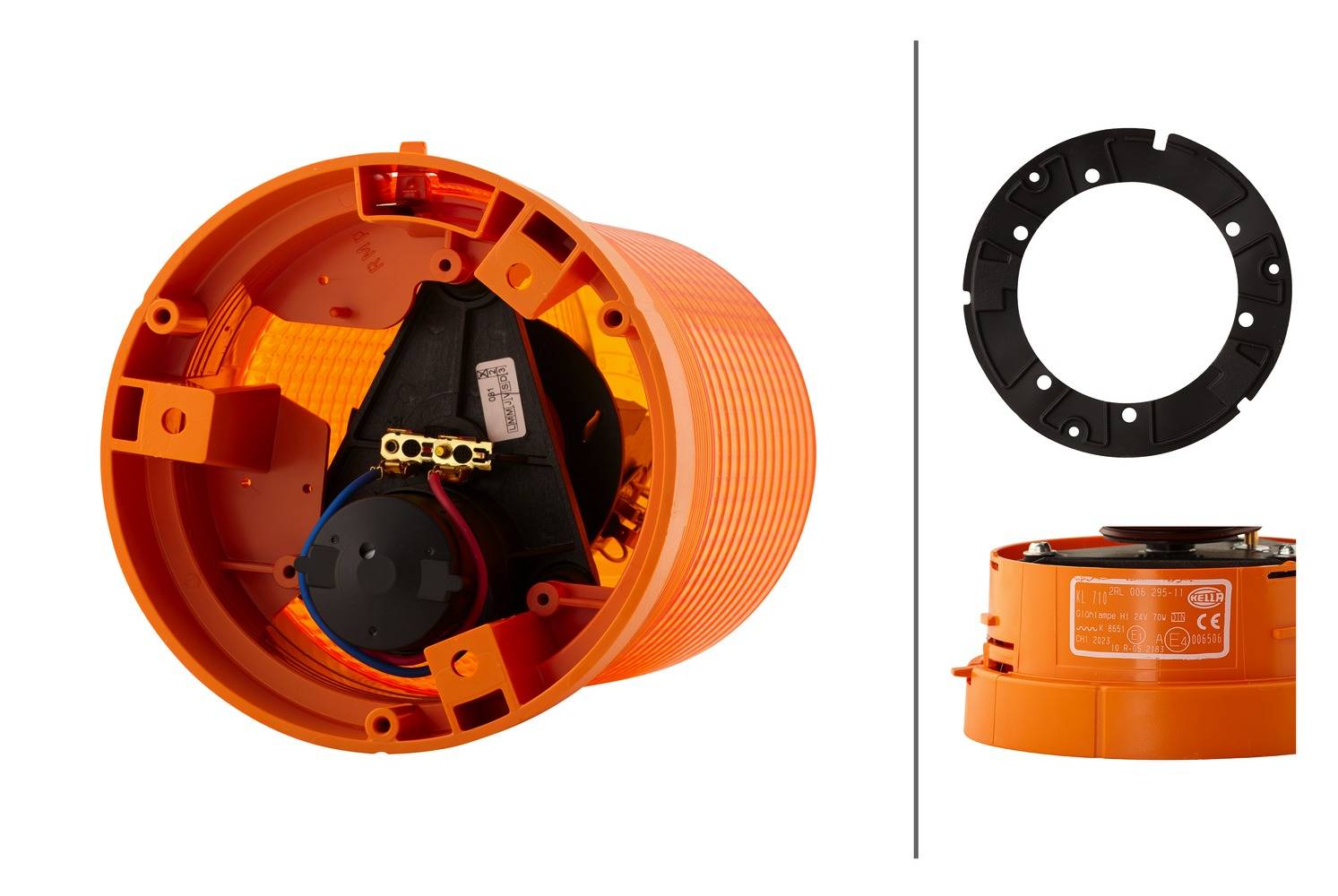 HELLA 2RL 006 295-111 Halogen-Rundumkennleuchte - KL 710 - 24V - gelb - rund - Anbau/geschraubt - ge