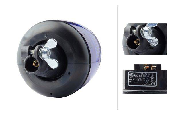 HELLA 2RL 006 846-111 Halogen-Rundumkennleuchte - KL Rotaflex - 24V - Rohrstutzen - blau