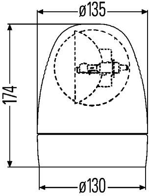 HELLA 2RL 007 337-057 Halogen-Rundumkennleuchte - KL Rotafix - 24V - Magnetbefestigung - gelb - 2-po