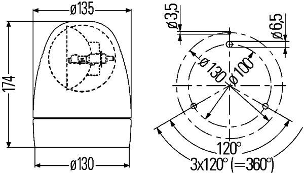 HELLA 2RL 007 337-121 Halogen-Rundumkennleuchte - KL Rotafix - 12V - Magnetbefestigung - blau - 2-po