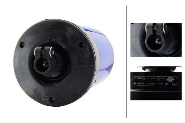 HELLA 2RL 008 063-001 Halogen-Rundumkennleuchte - KL 7000 - 12V - Rohrstutzen - blau