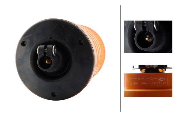 HELLA 2RL 008 063-111 Halogen-Rundumkennleuchte - KL 7000 - 24V - gelb - Rohrstutzen - gelb