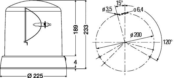 HELLA 2RL 008 065-101 Halogen-Rundumkennleuchte - KL 8000 - 12V - gelb - Anbau/geschraubt - gelb - S