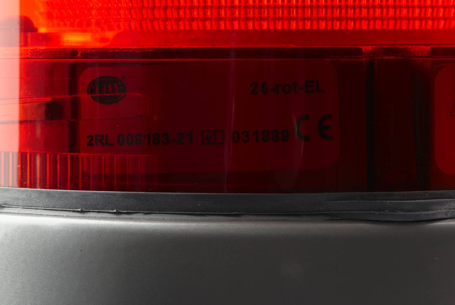 HELLA 2RL 008 183-211 Xenon-Blitz-Kennleuchte - KLX 7000 - 24V - Rohrstutzen - rot