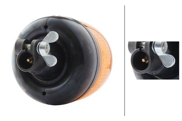 HELLA 2RL 009 506-011 Halogen-Rundumkennleuchte - Rota Compact - 24V - gelb - Rohrstutzen, flexibel