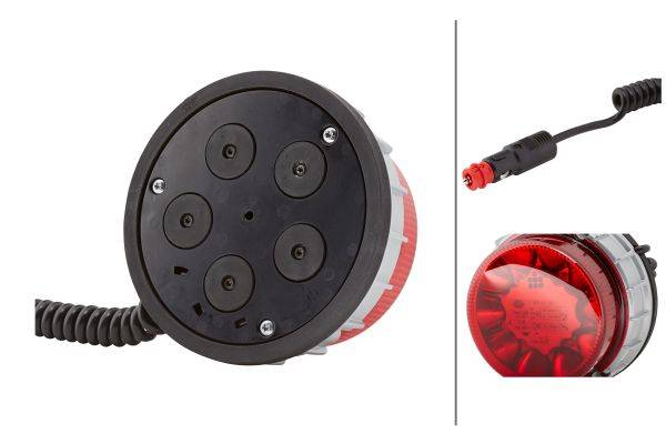 HELLA 2XD 011 557-321 LED-Blitz-Kennleuchte - K-LED 2.0 - 12/24V - rot - Magnetbefestigung - rot