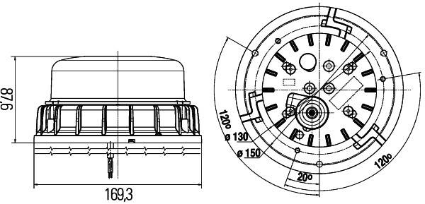 HELLA 2XD 011 557-841 LED-Rundumkennleuchte - K-LED 2.0 - 12/24V - gelb - geschraubt - gelb - Kabel: