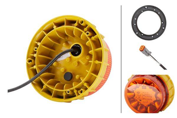 HELLA 2XD 011 557-601 LED-Rundumkennleuchte - K-LED 2.0 - 12/24V - gelb - geschraubt - gelb - Kabel: