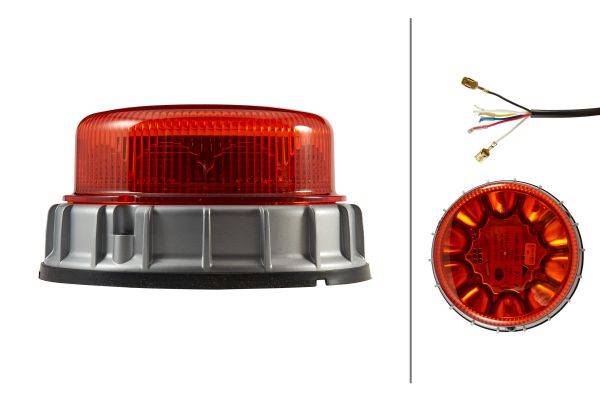 HELLA 2XD 011 557-701 LED-Rundumkennleuchte - K-LED 2.0 - 12/24V - gelb - geschraubt - gelb - Kabel: